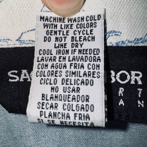 VTG Sag Harbor 2X Short Sleeve Retro Travel Postcard Print Button Shirt Collared - Picture 5 of 5